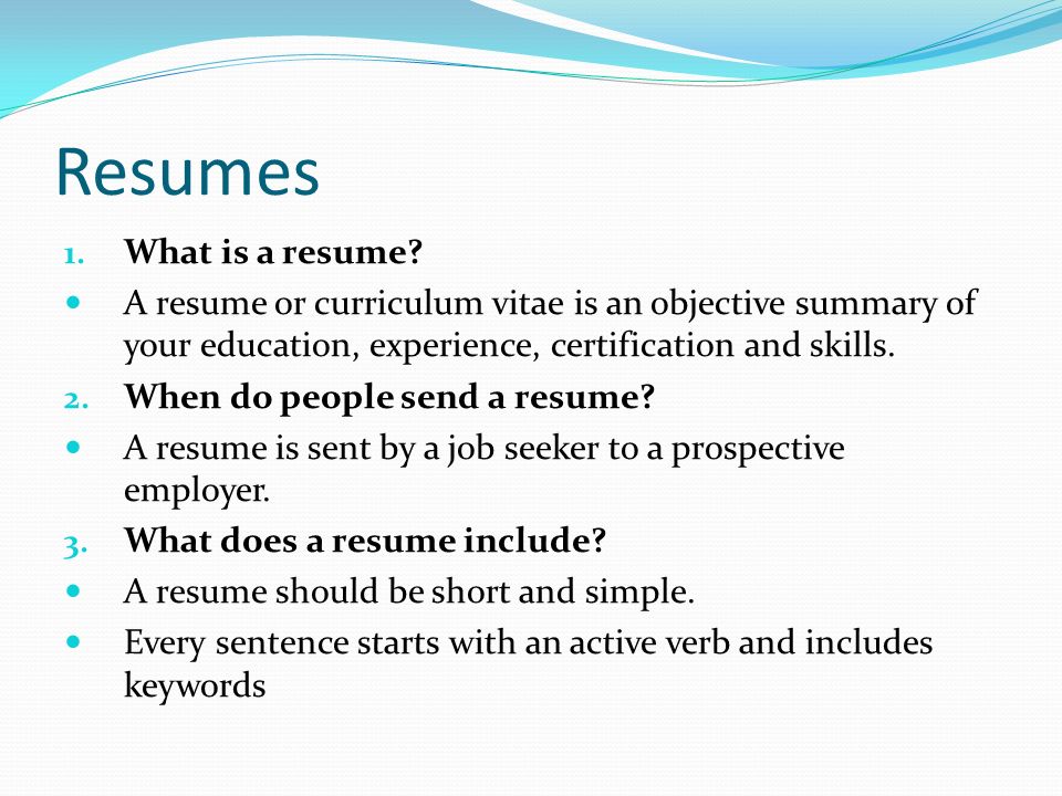 the purpose of a resumes