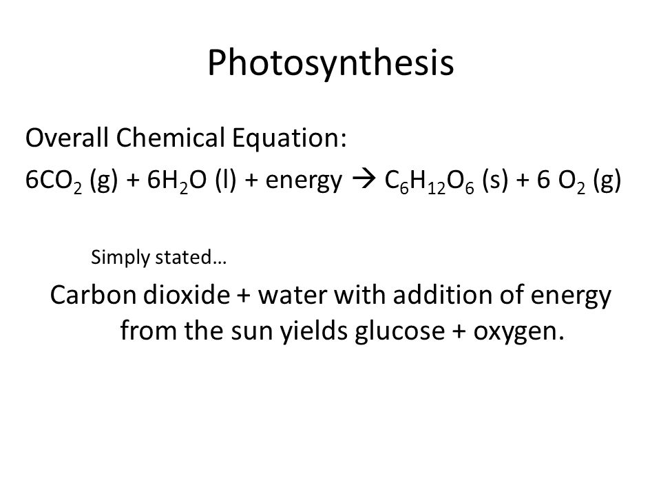 4 1 Capturing Solar Energy Light Dependent Reactions Ppt Download 3 Photosynthesis Overall Chemical Equation 6co2 G 6h2o L Energy C6h12o6 S 6 O2 Simply Stated Carbon Dioxide Water With Addition Of