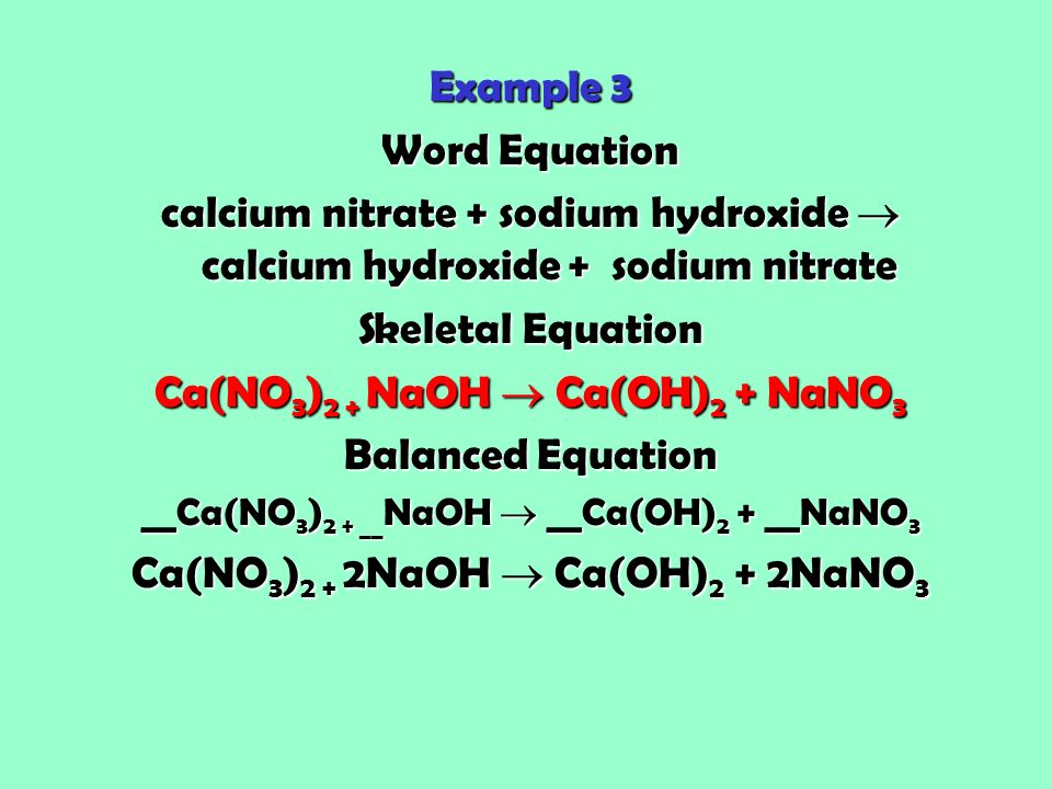 Chemical Equations And Reactions Writing A 28 Example 3 Word Equation Calcium Nitrate Sodium