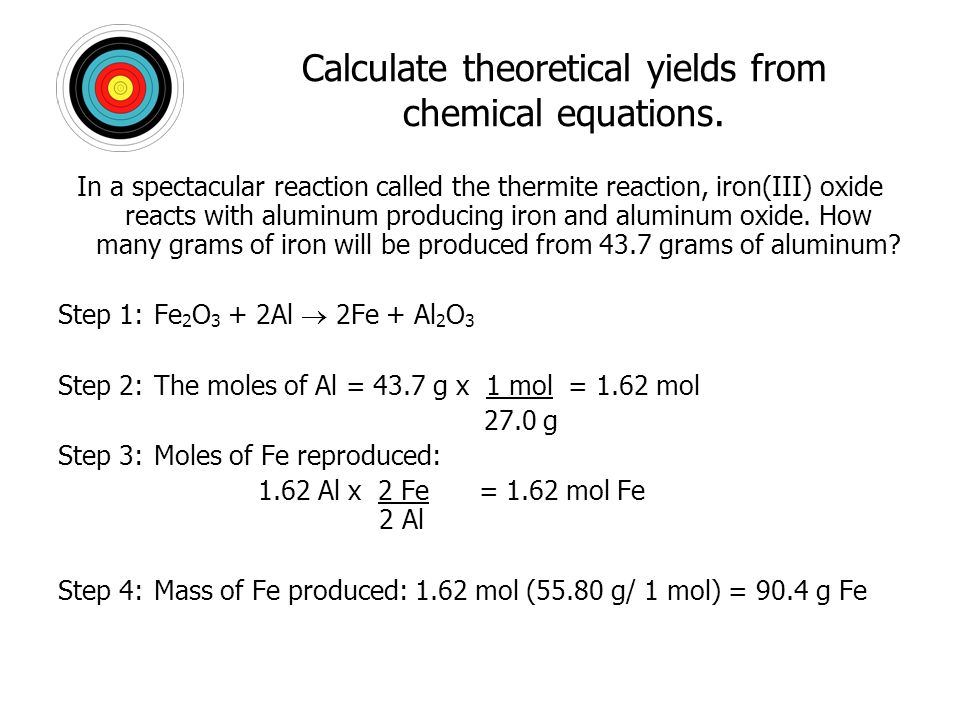 Thermite Reaction Equation Talkchannels Chap 9 Stoichiometry Identify The Mole Ratio Of Any Two Species