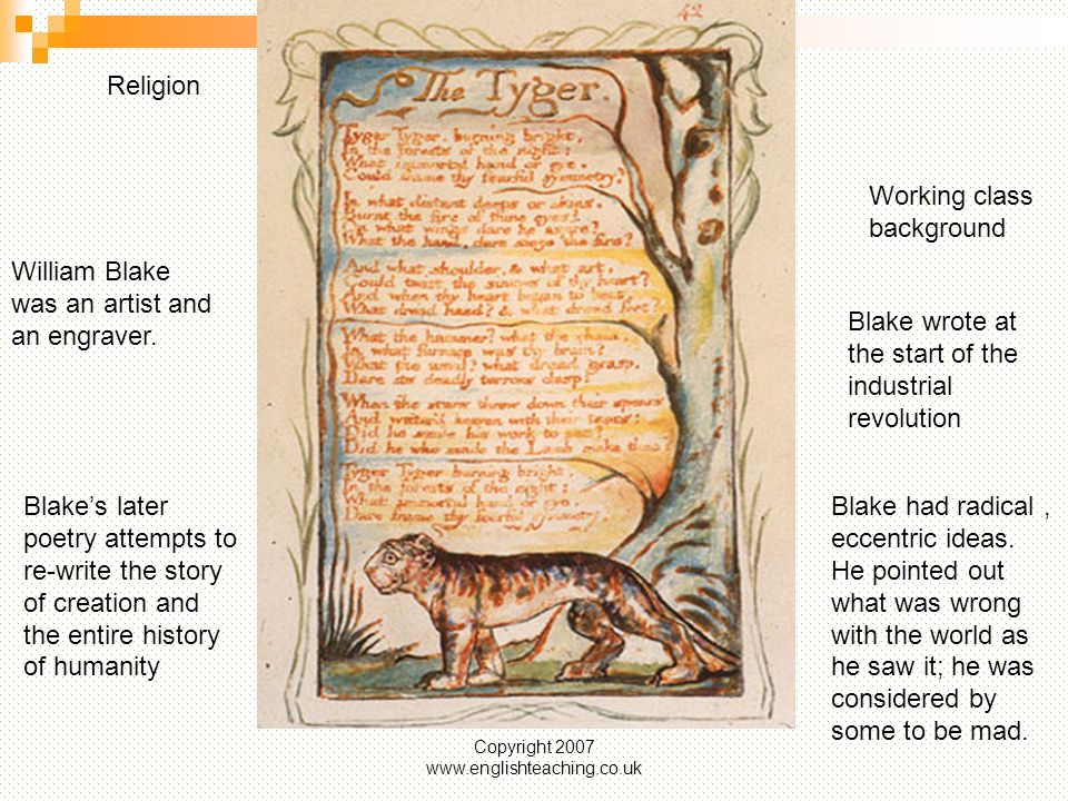 an analysis of the poem the tyger by william blake Ruhr-universität bochumenglisches seminar analysis of ‘the tyger’ paper it is the same case in the poem blake is to essay the tyger-william blake. an analysis of the poem the tyger by william blake Ruhr-universität bochumenglisches seminar analysis of ‘the tyger’ paper it is the same case in the poem blake is to essay the tyger-william blake.
