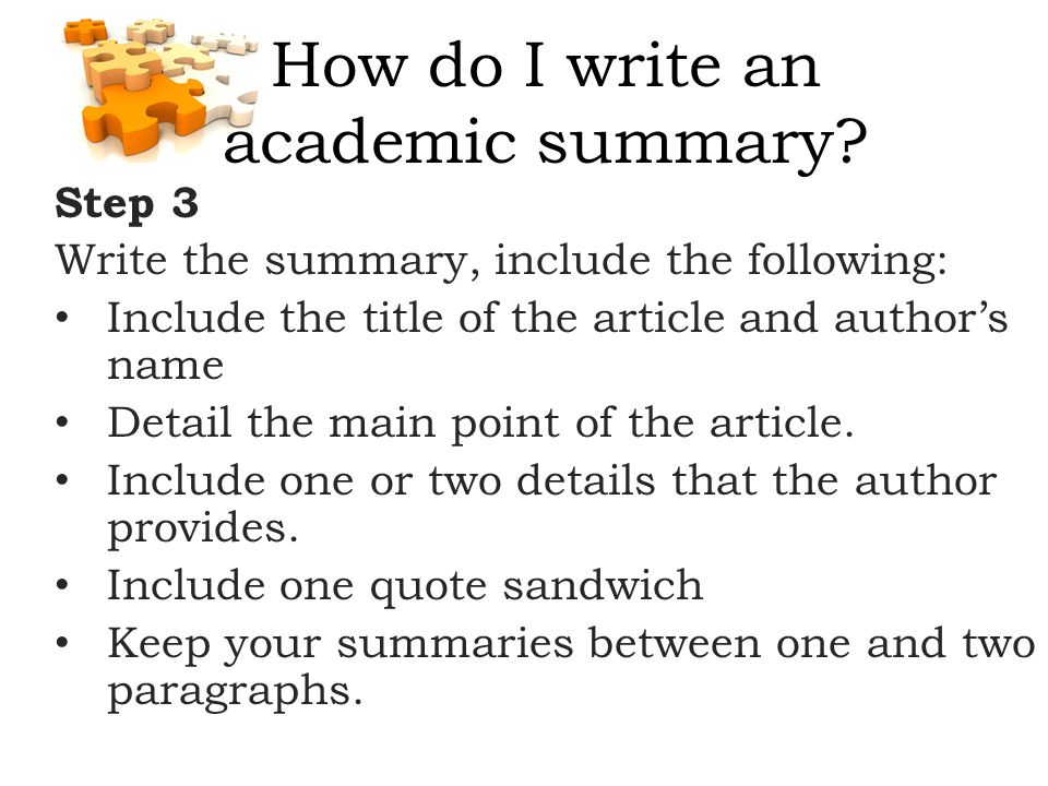 How to write a summaryt