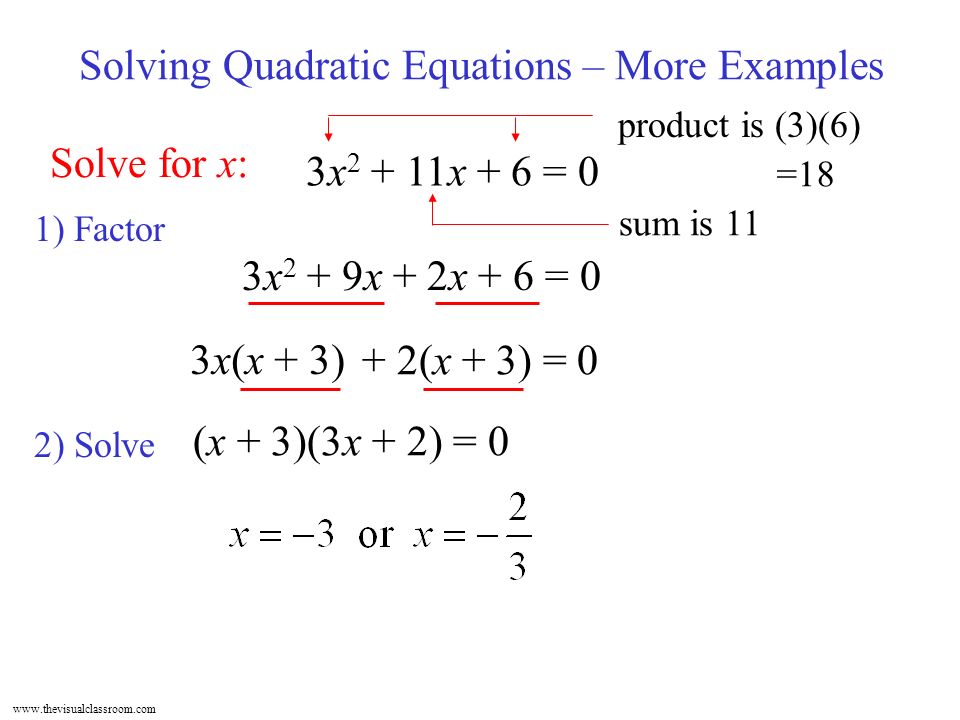 How To Solve For X In A Quadratic Equation Talkchannels Solving Quadratic Equations More Examples Solve For X 3x 3