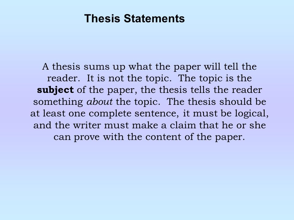 Writing A Thesis Statement For A Research Paper