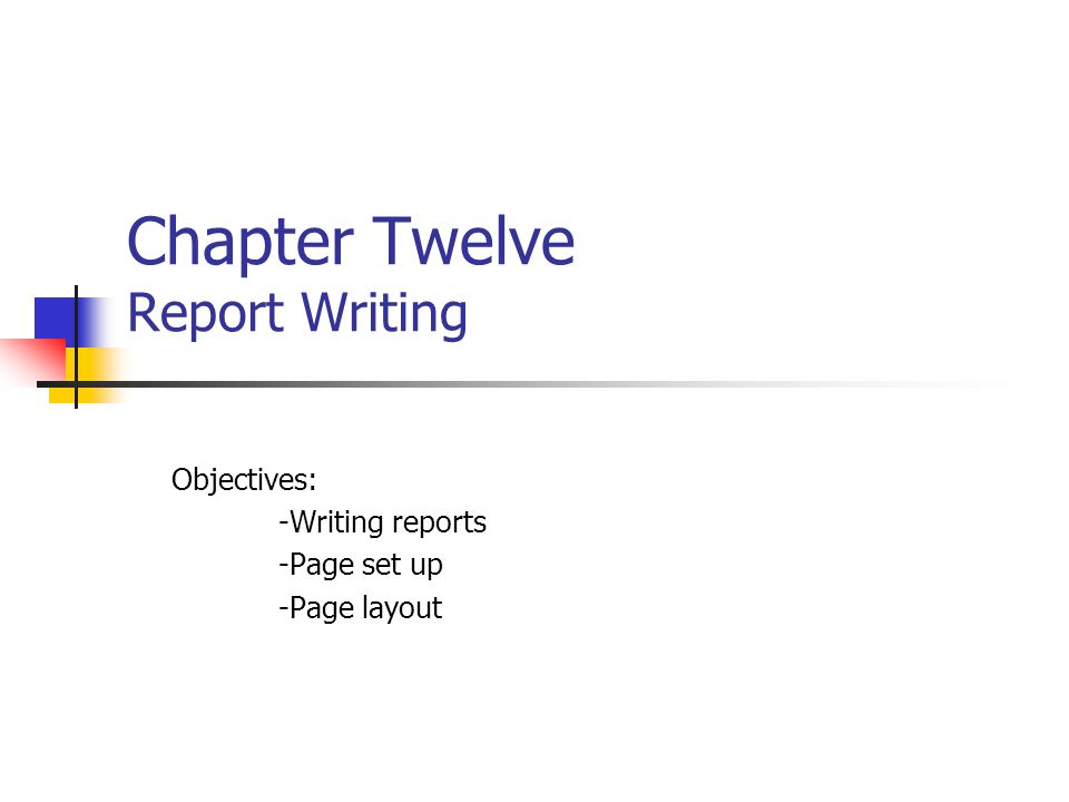 Report writing layout