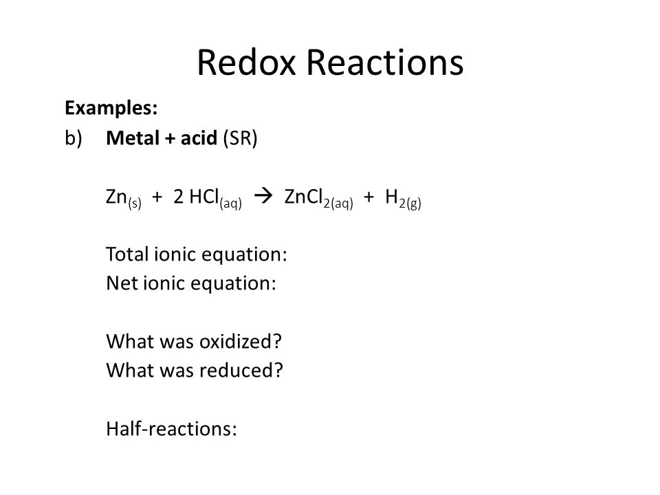 writing ionic equations for redox reactions 30 writing redox equati ons : half-equation method comparing different methods for balancing redox equations: if the objective is simply to balance an equation, and the equation can be balanced easily by. writing ionic equations for redox reactions 30 writing redox equati ons : half-equation method comparing different methods for balancing redox equations: if the objective is simply to balance an equation, and the equation can be balanced easily by.