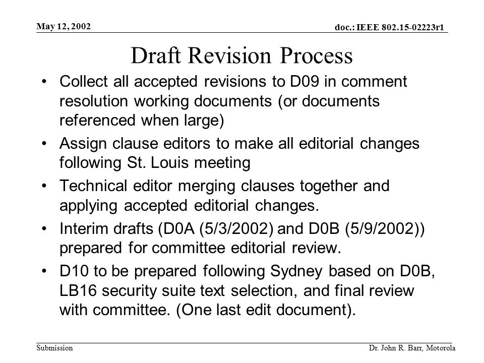 doc.: IEEE r1 Submission May 12, 2002 Dr.