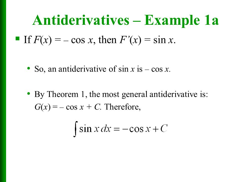 What is the antiderivative of sinx?
