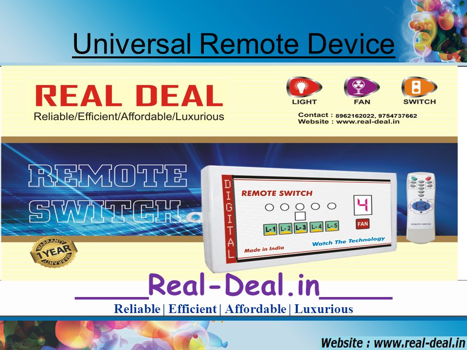 ____Real-Deal.in____ Reliable | Efficient | Affordable | Luxurious Universal Remote Device