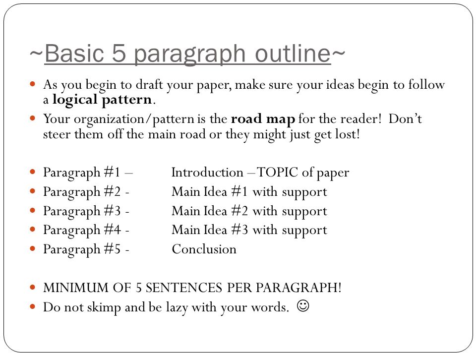 Five Paragraph Essay Outline