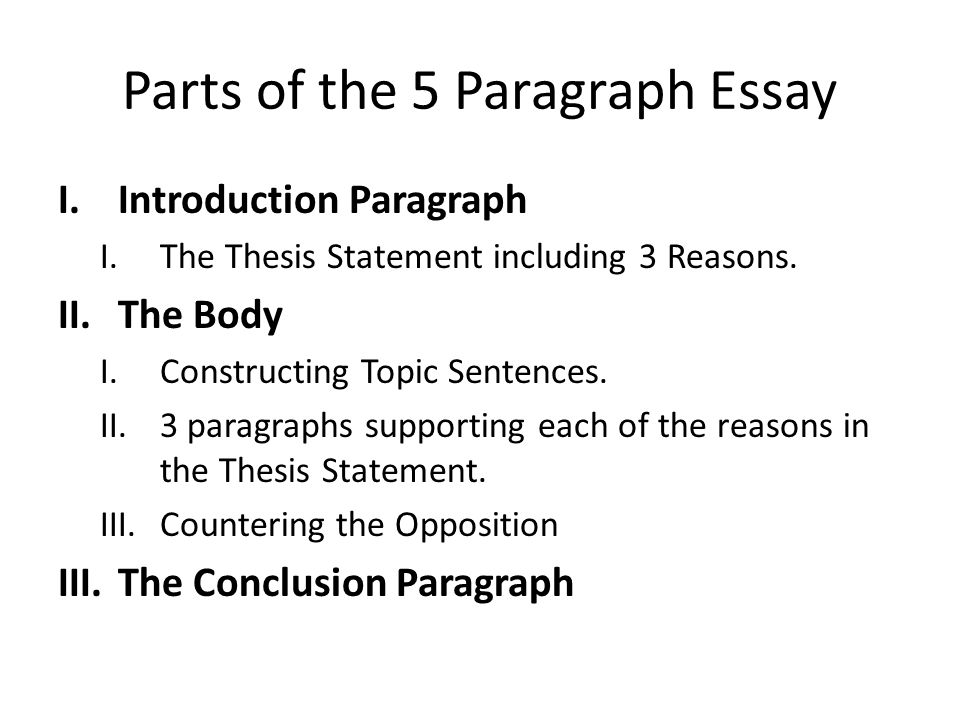 Parts of argumentative essay