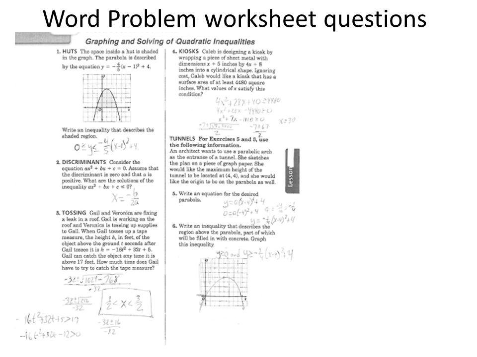 Printables Quadratic Word Problems Worksheet word problem worksheet questions quadratic inequalities in one questions