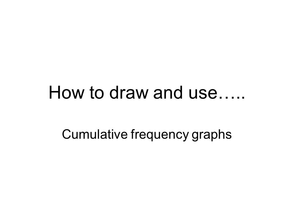 How to draw and use….. Cumulative frequency graphs