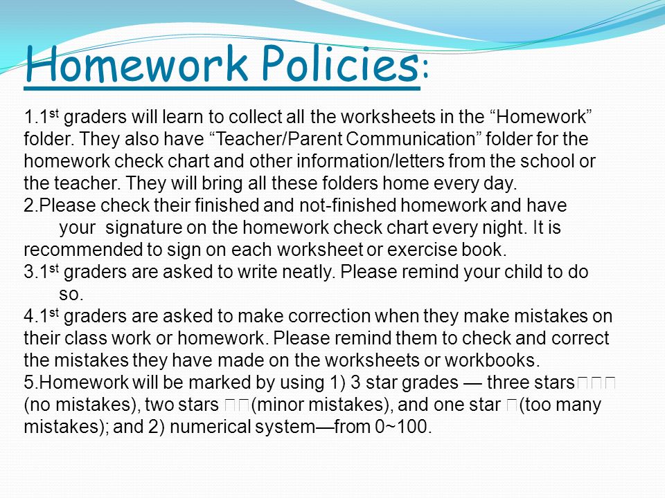 Homework policy letters for educators