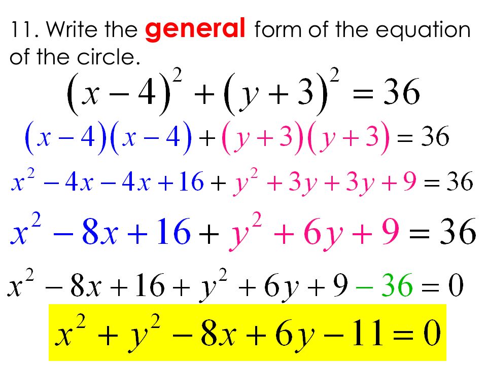 Eoc Practice Question Of The Day Graphing And Writing Equations Write The General Form Of Equation Circle
