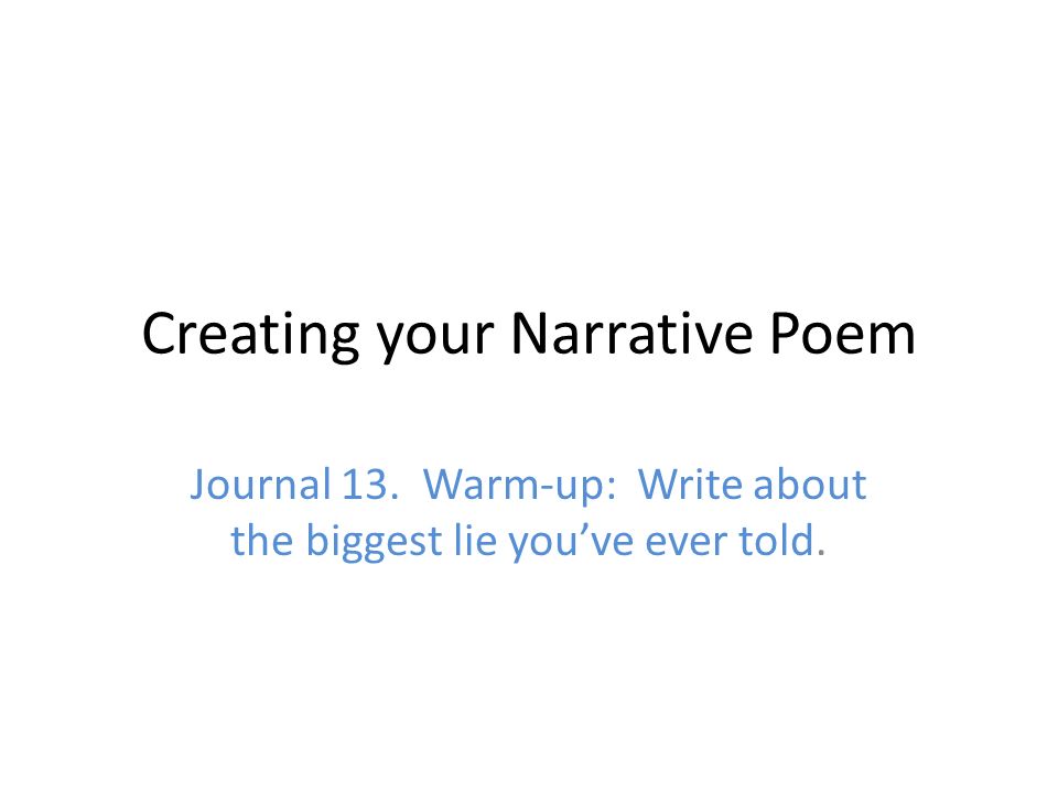How to write narrative poetry