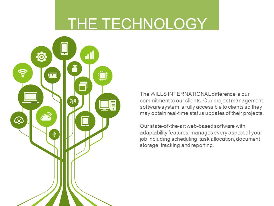 THE TECHNOLOGY The WILLS INTERNATIONAL difference is our commitment to our clients.