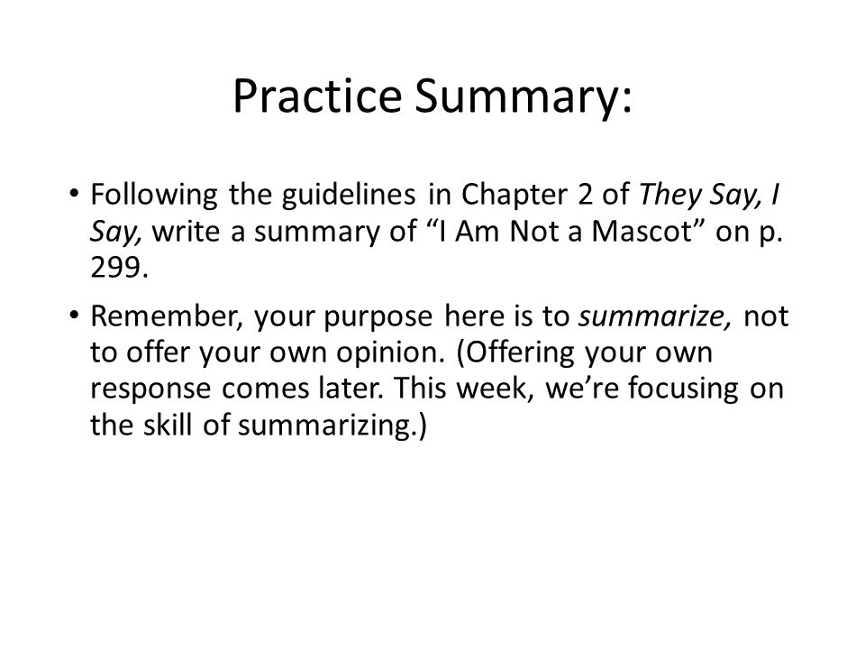 they say i say summary