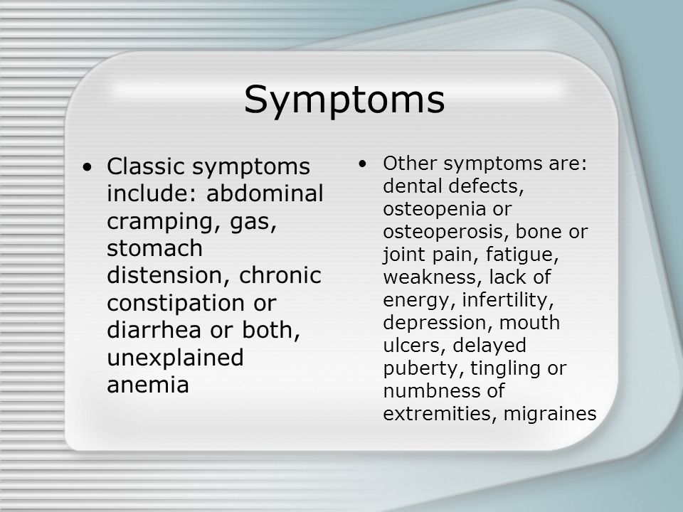 Tingling in extremities with abdominal bloating