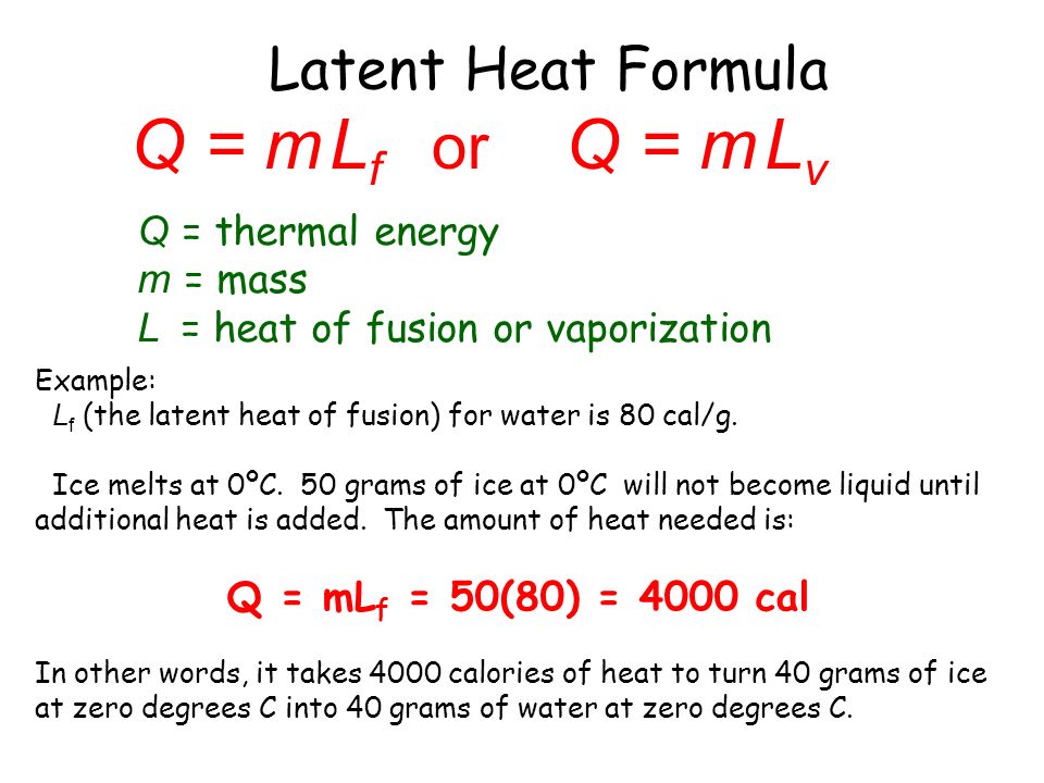 Equation To Calculate Latent Heat Of Fusion Talkchannels 25 Latent Heat Formula Temperature And Internal Energy Starter If A Fahrenheit
