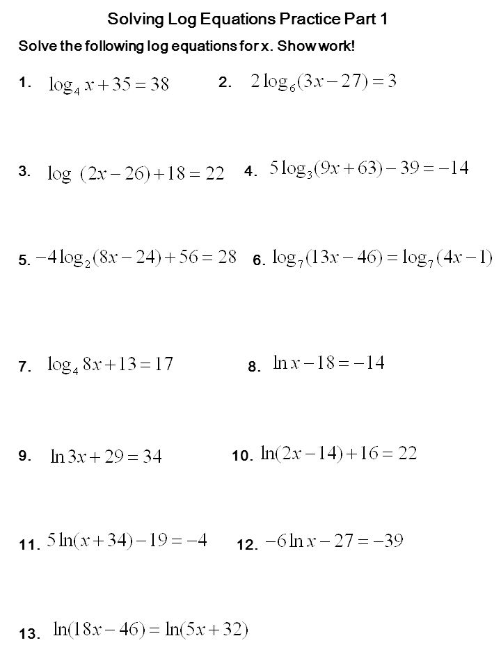 Exponential Equations Practice Talkchannels Solving Logarithmic Equations Practice Talkchannels
