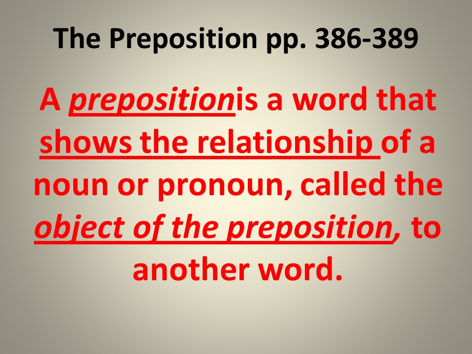 The Preposition pp.