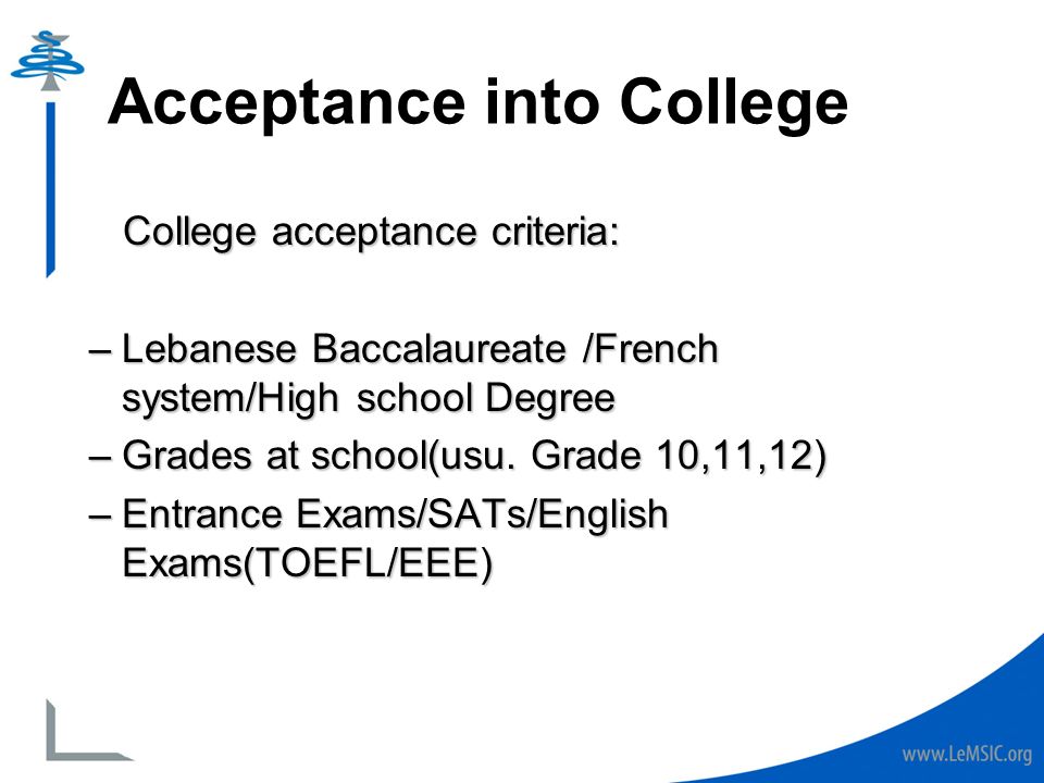 acceptance into college