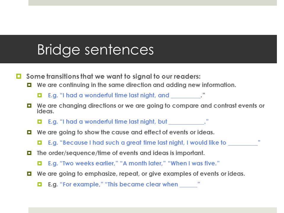 transition examples for essays