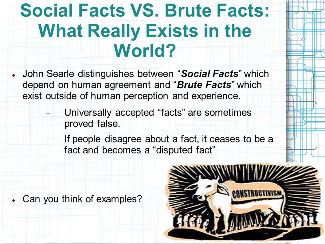 social facts Essay on the theory of social facts – the concept of “social facts” assumes importance in durkheimian sociology in fact, durkheim has even defined sociology as a science of social facts. social facts Essay on the theory of social facts – the concept of “social facts” assumes importance in durkheimian sociology in fact, durkheim has even defined sociology as a science of social facts.