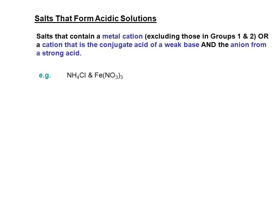 acid base properties of salt solutions salts that form neutral which one of these salts will form an acidic solution upon dissolving in water