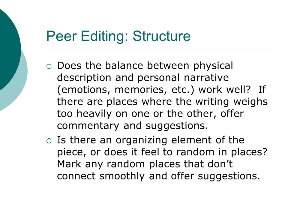 Peer editing narrative essay