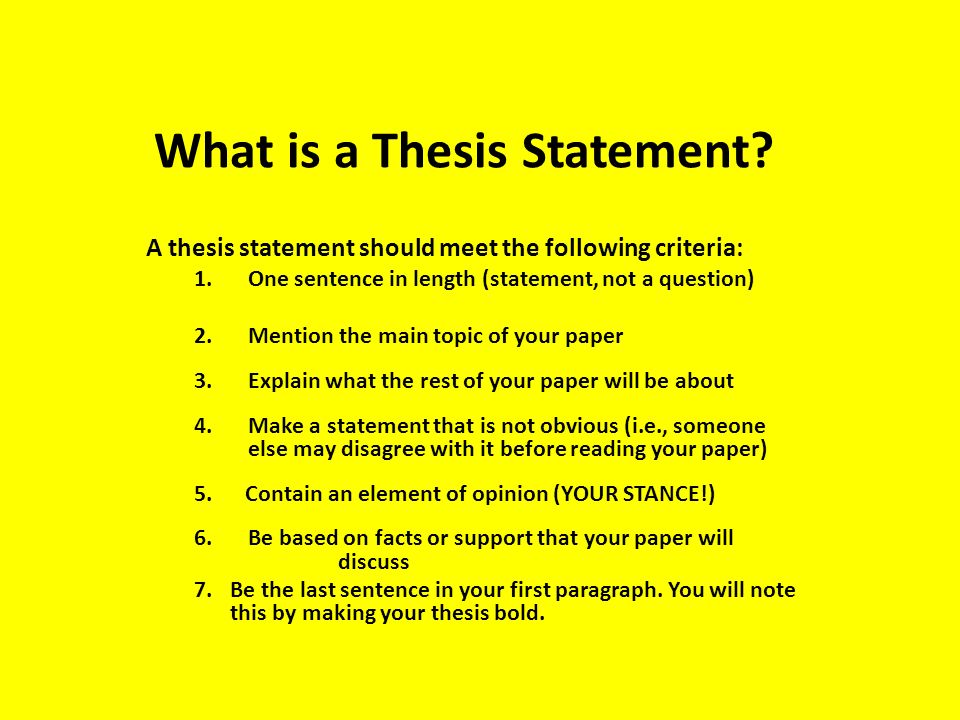 How to write a thesis based on a question