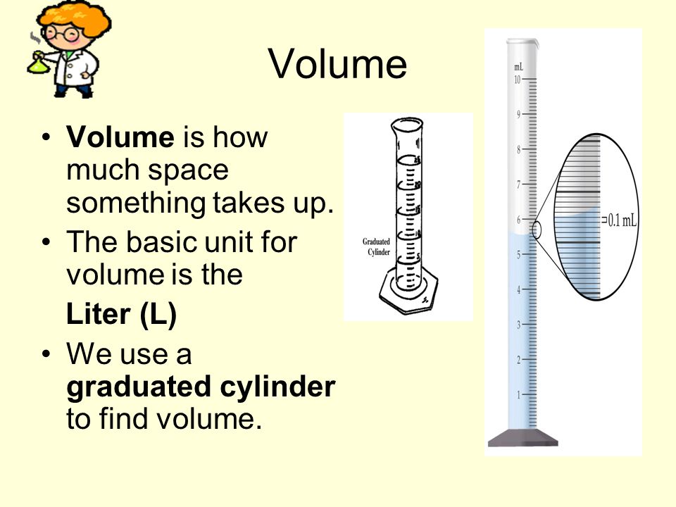Volume Volume is how much space something takes up.