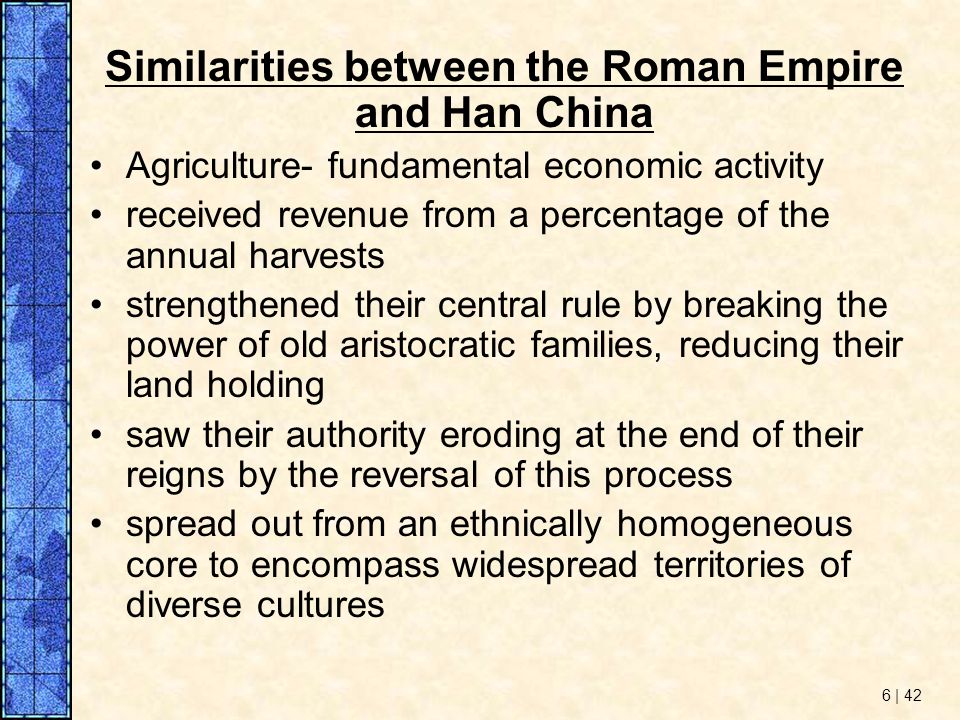 similarities and differences between han china and roman empire political There were many similarities and differences between the methods of political control in the empires of han china and the han dynasty and roman empire. similarities and differences between han china and roman empire political There were many similarities and differences between the methods of political control in the empires of han china and the han dynasty and roman empire.