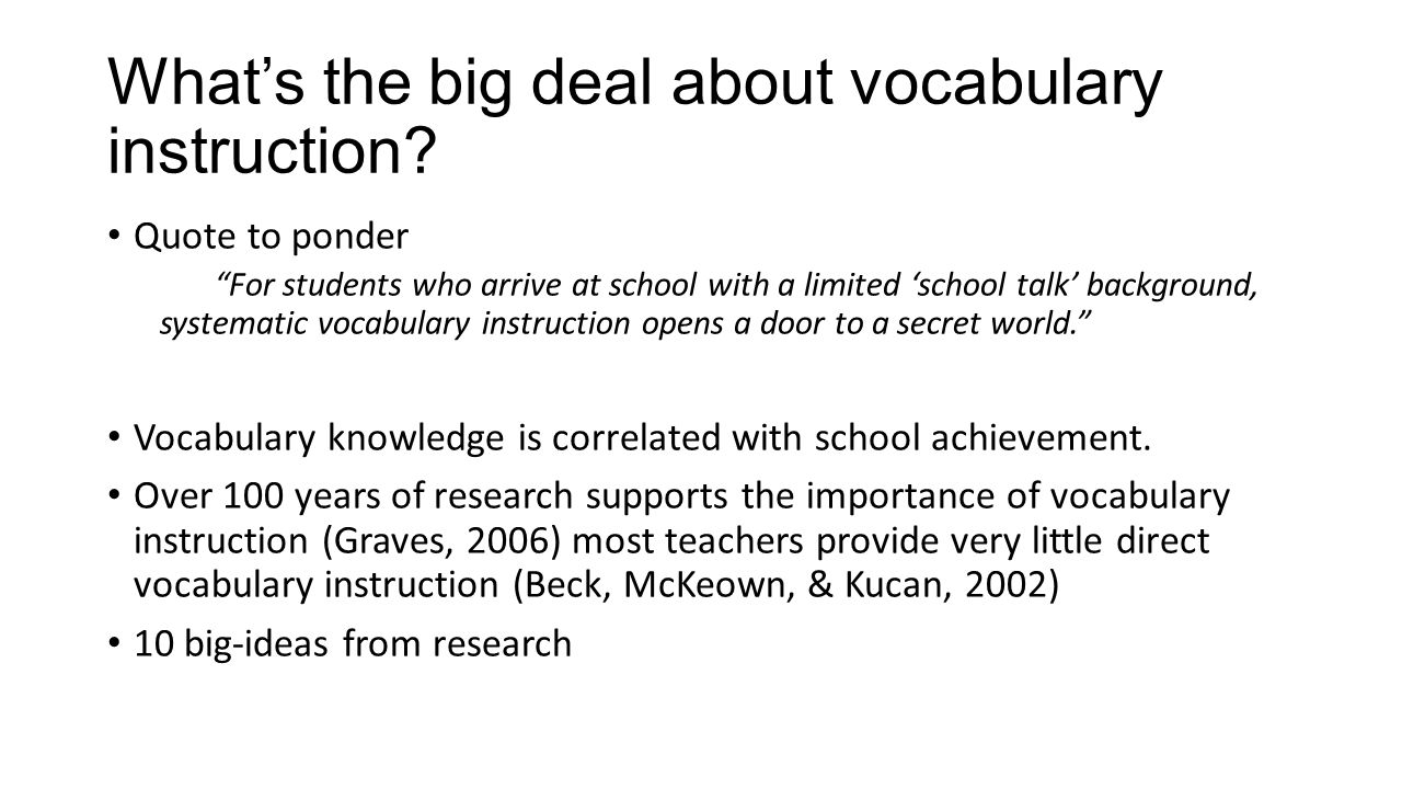 Worksheet Importance Of Vocabulary word nerds systematic vocabulary instruction activator whats the big deal about instruction
