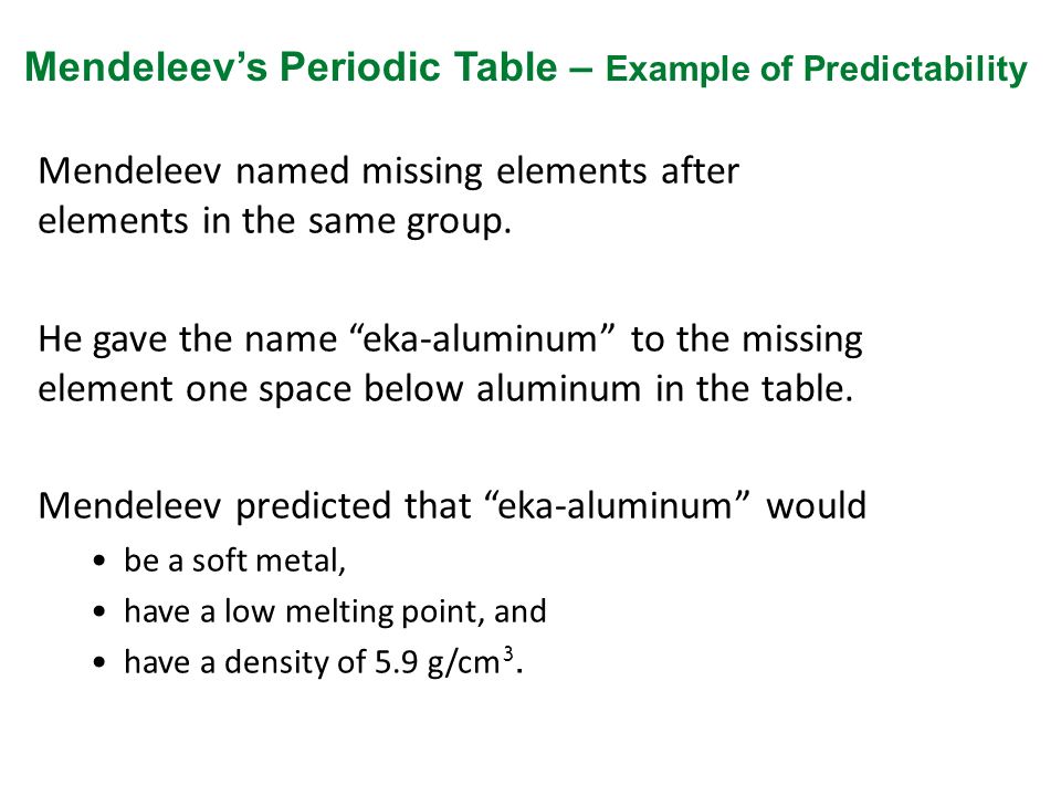 Periodic Table mendeleevs periodic table helped predict properties of : The Periodic Table Study it like the cool kids…. Physical Science ...