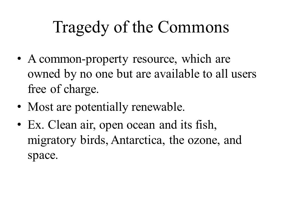 tragedy of the commons essay Garrett hardin’s article “the tragedy of the commons” illustrates the continuing problem of the commons the article clearly illustrates the effects of the exponentially increasing population such as pollution and food possible solutions to the problems are stated in the article, but any and. tragedy of the commons essay Garrett hardin’s article “the tragedy of the commons” illustrates the continuing problem of the commons the article clearly illustrates the effects of the exponentially increasing population such as pollution and food possible solutions to the problems are stated in the article, but any and.