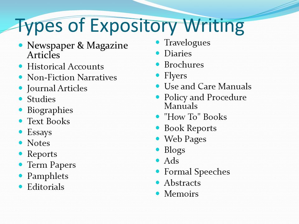 tpes of expository essay Five types of essays (information obtained from successful college writing 2nd ed by kathleen t mcwhorter) narrative essay what is it. tpes of expository essay Five types of essays (information obtained from successful college writing 2nd ed by kathleen t mcwhorter) narrative essay what is it.