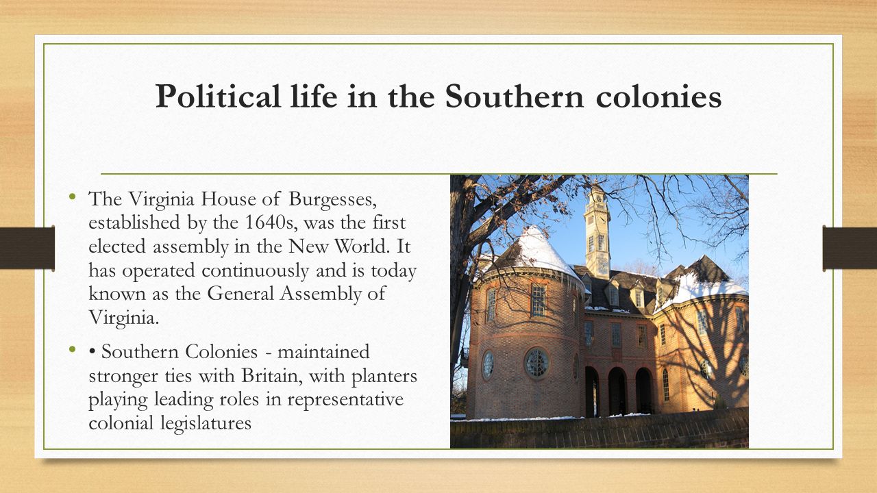 political factors of the southern colonies political factors of the southern colonies