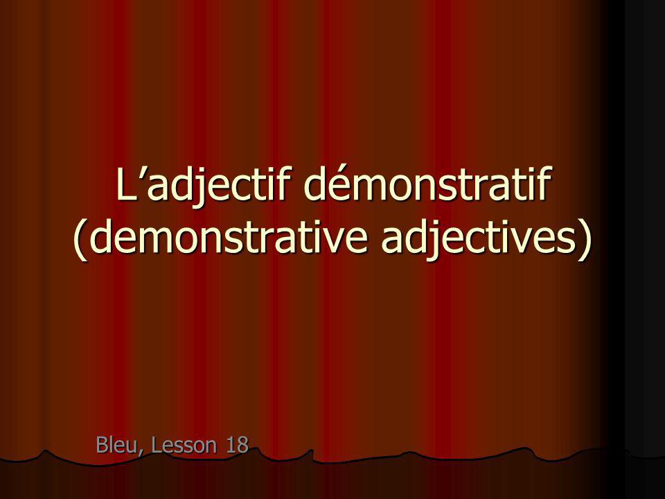 Ladjectif démonstratif (demonstrative adjectives) Bleu, Lesson 18