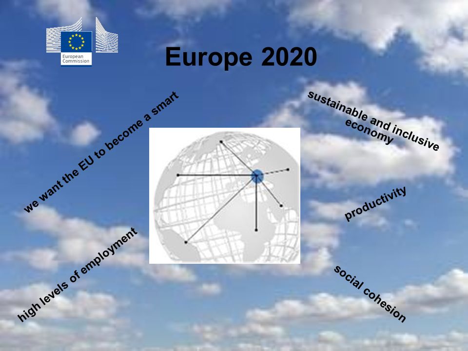 Europe 2020 sustainable and inclusive economy high levels of employment productivity social cohesion we want the EU to become a smart