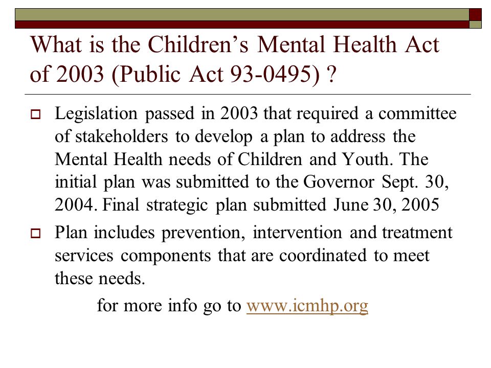 legislation for mental health
