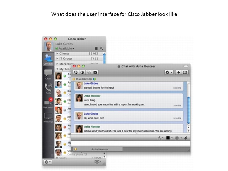 What does the user interface for Cisco Jabber look like
