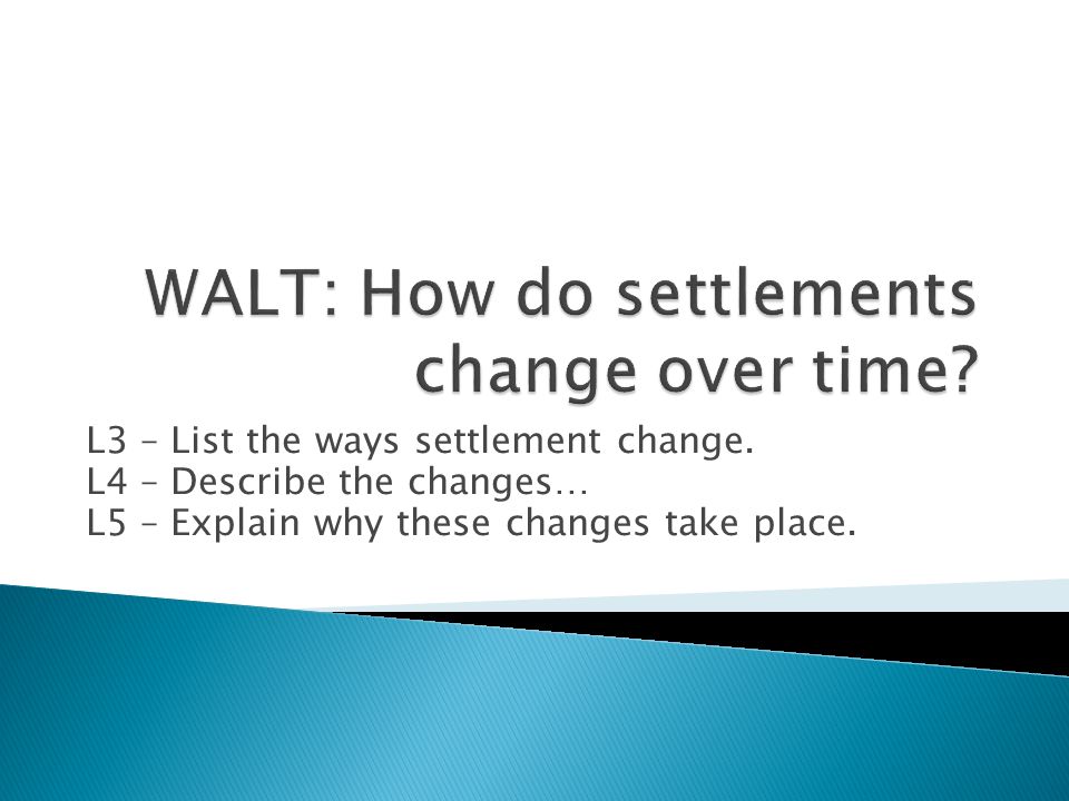 L3 – List the ways settlement change.