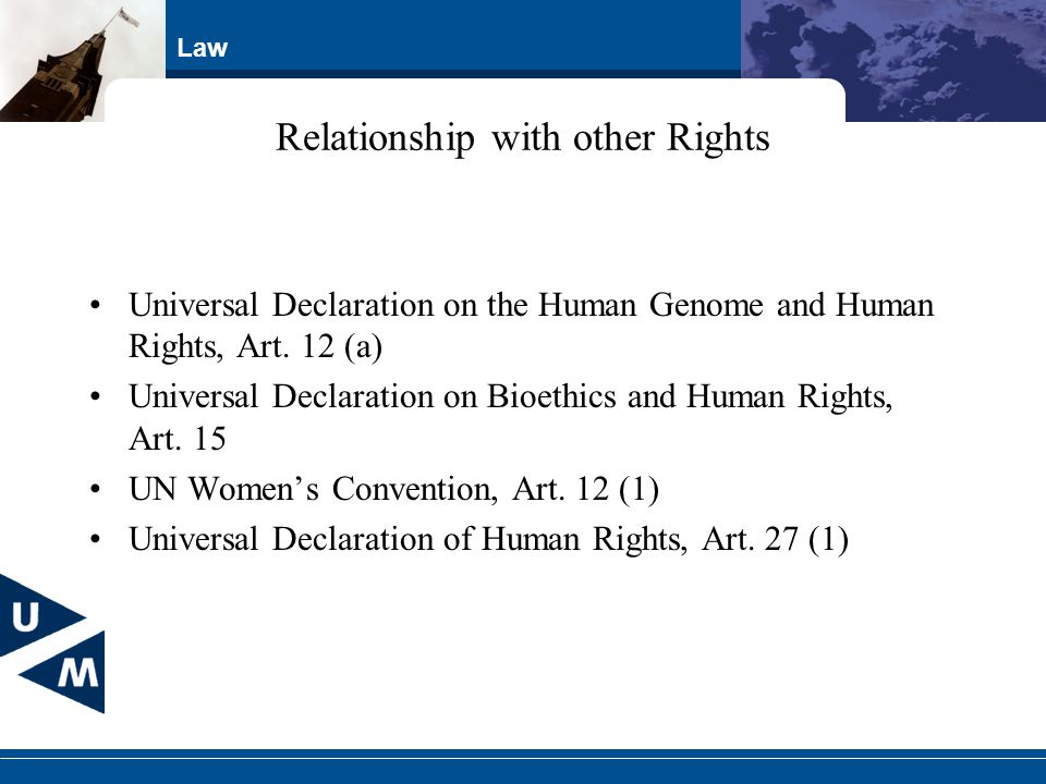 Law Relationship with other Rights Universal Declaration on the Human Genome and Human Rights, Art.