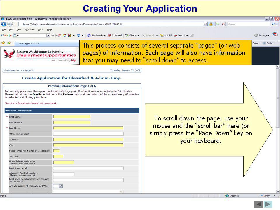 Creating Your application Creating Your Application