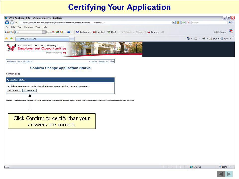 Certifying Your Application