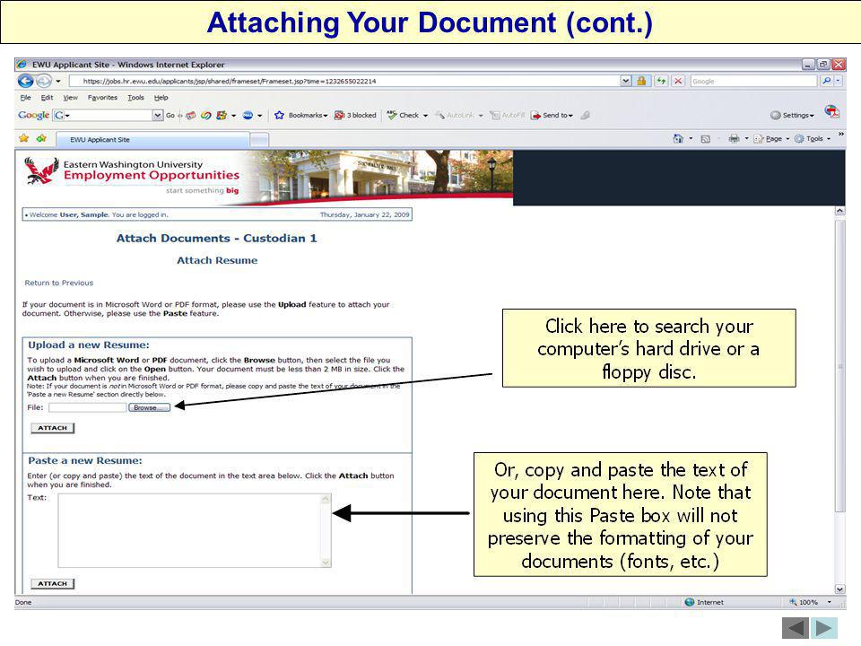Attaching Your Document (cont.)