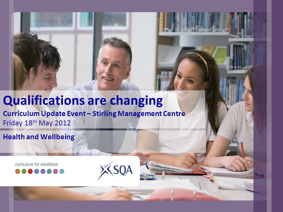 Qualifications are changing Curriculum Update Event – Stirling Management Centre Friday 18 th May 2012 Health and Wellbeing