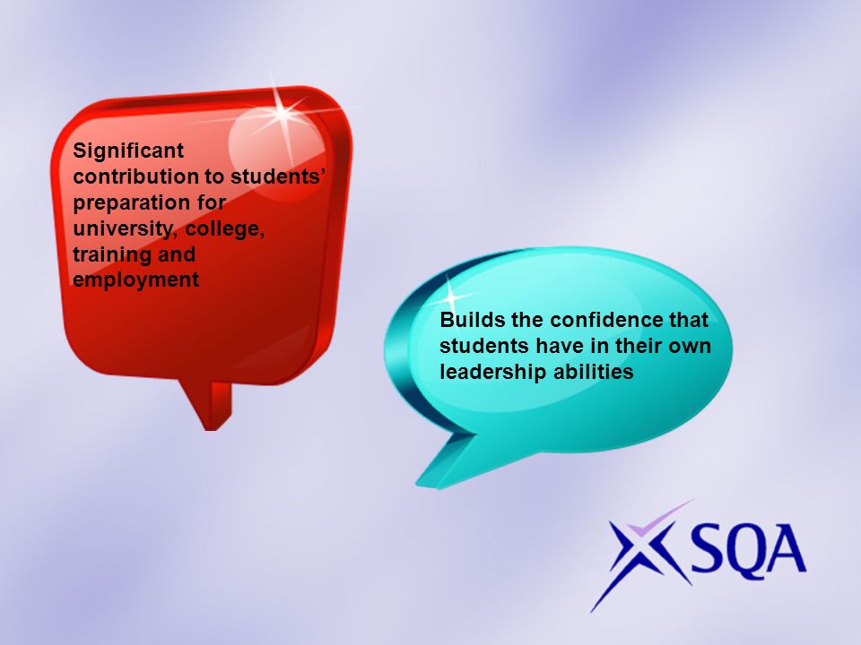 Significant contribution to students preparation for university, college, training and employment Builds the confidence that students have in their own leadership abilities